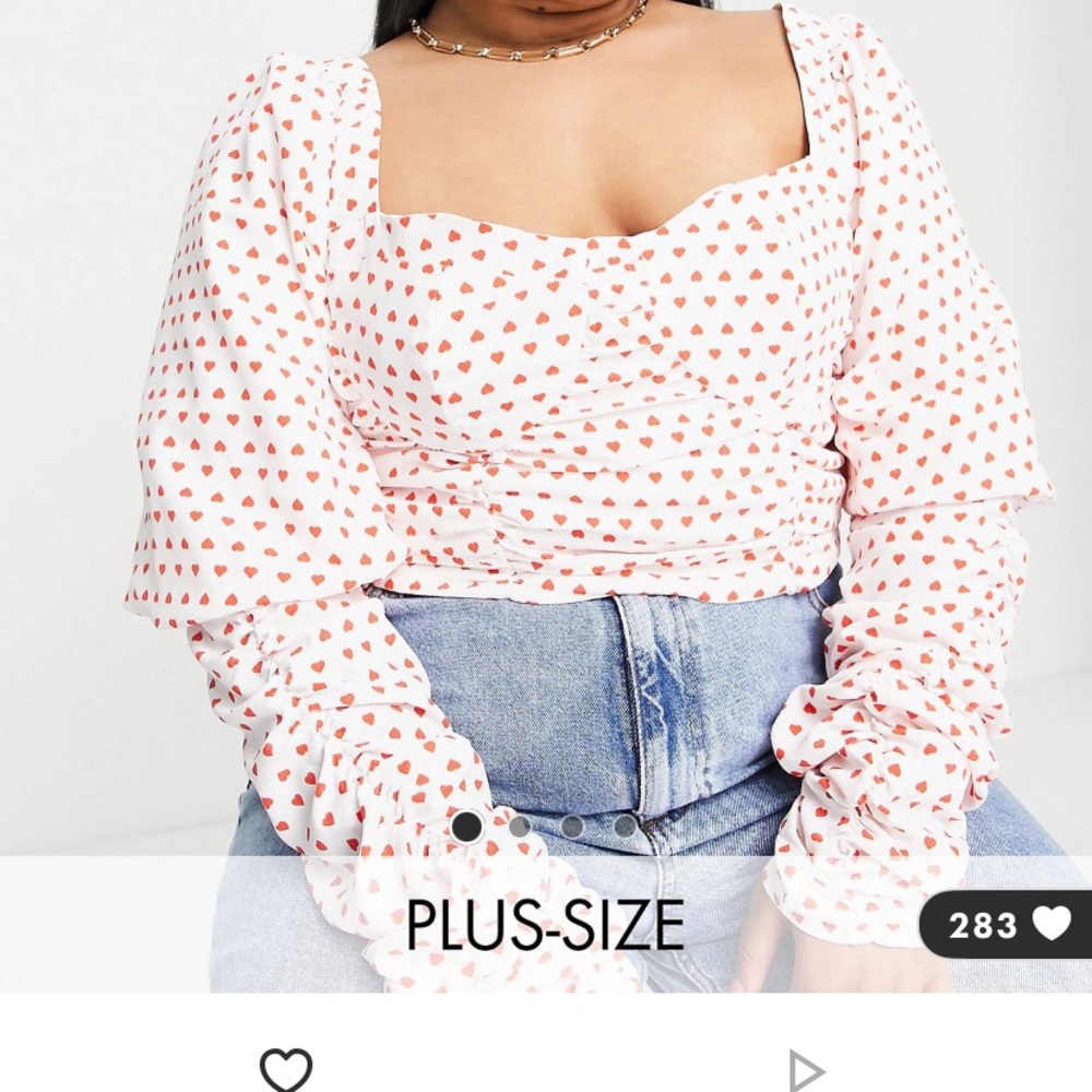 ASOS Collective long sleeved red and white heart crop top